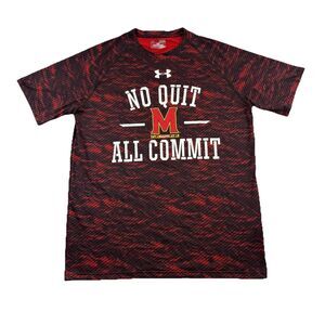 Maryland Terps Under Armour No Quit All Commit T Shirt Mens M Red Black Camo